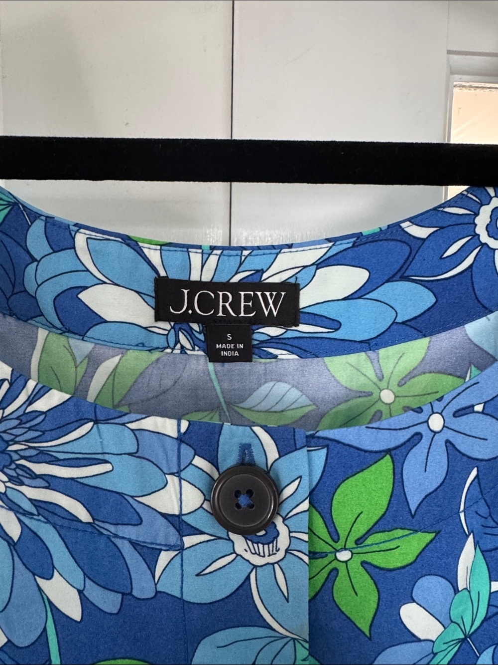 J. Crew Blue Green Floral Button-Front Mini Dress - Picture 3 of 7